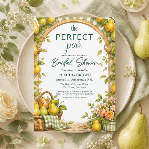 Perfect Pear Groen Gingham Bruiloftsfeest Kaart