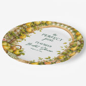 Perfect Pear Groen Gingham Bruiloftsfeest Papieren Bordje (Gekanteld)