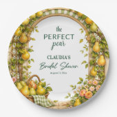 Perfect Pear Groen Gingham Bruiloftsfeest Papieren Bordje (Voorkant)
