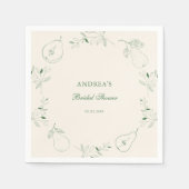 Perfect Pear Hand Drawn Green Vrijgezellenfeest Servet (Voorkant)