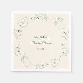 Perfect Pear Hand Drawn Green Vrijgezellenfeest Servet