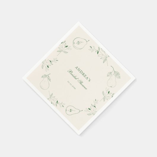 Perfect Pear Hand Drawn Green Vrijgezellenfeest Servet (Hoek)
