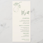 Perfect Pear Pair Theme Let's Eat Script Wedding Menu (Voorkant)
