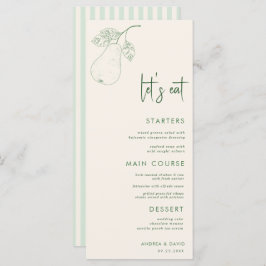 Perfect Pear Pair Theme Let's Eat Script Wedding Menu