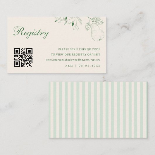 Perfect Pear QR Code Bruiloftsgeschenkregister Informatiekaartje (Voorkant / Achterkant)
