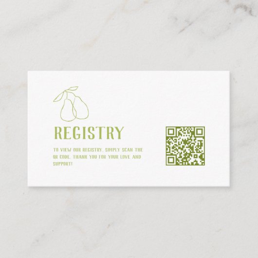 Perfect Pear QR-code trouwcadeauregister bruiloft Informatiekaartje (Voorkant)
