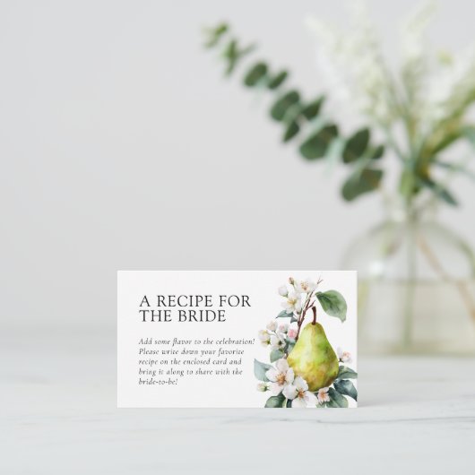 Perfect Pear Recept Request Vrijgezellenfeest Informatiekaartje (Staand voorkant)