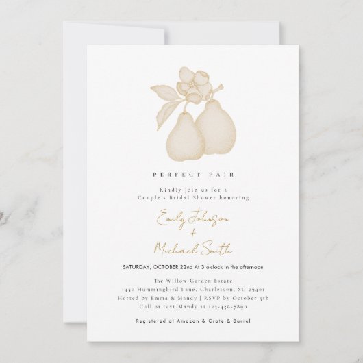 Perfect Pear Vrijgezellenfeest | Frans land Damask Kaart (Voorkant)