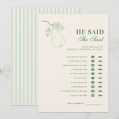 Perfect Pear, zei hij, ze zei Vrijgezellenfeest sp Kaart (Voorkant / Achterkant)