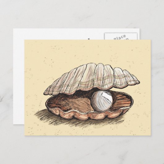 Perfect Pearl Seashell Briefkaart (Voorkant / Achterkant)