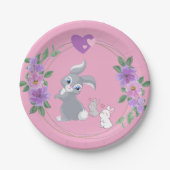 Perfect Pink Easter Bunny with Babies Papieren Bordje (Voorkant)