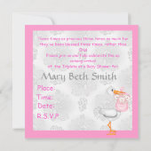 PERFECT PINK TRIPLETS GIRLS BABY SHOWER INVITATION KAART (Achterkant)