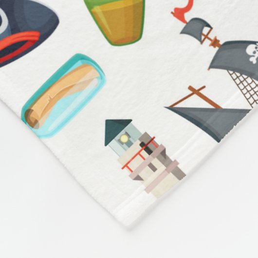Perfect Pirate Pattern PERSONALIZE Fleece Deken (Hoek)
