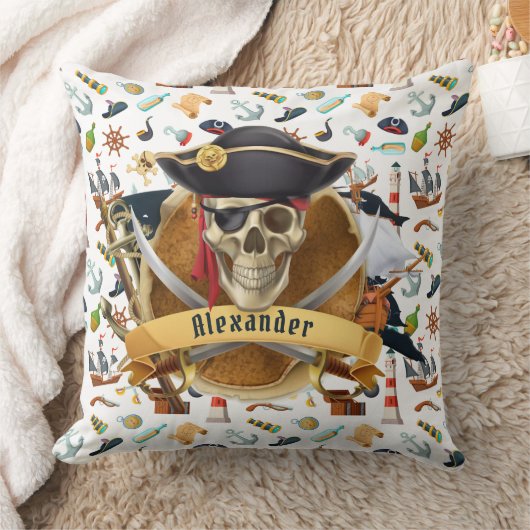 Perfect Pirate Pattern PERSONALIZE Kussen (Deken)