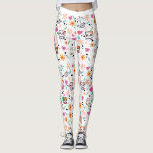 Perfect Playful: Kawaii Cat Garden Pattern Leggings (Voorkant)
