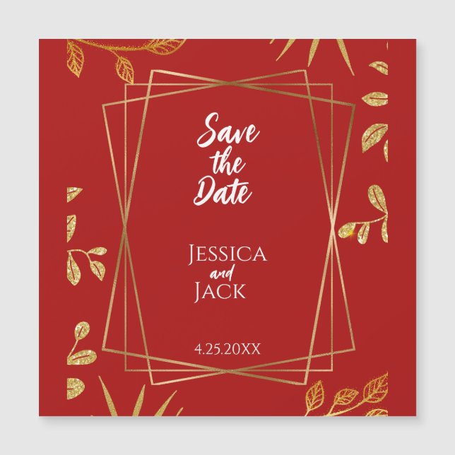 Perfect Red Save the Date Magneet Uitnodiging (Voorkant)