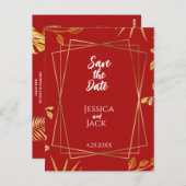 Perfect Red Save the Date Wedding Briefkaart (Voorkant / Achterkant)