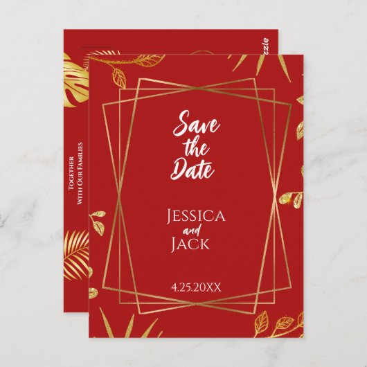 Perfect Red Save the Date Wedding Briefkaart (Voorkant / Achterkant)