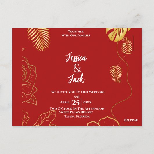 Perfect Red Save the Date Wedding Briefkaart (Achterkant)