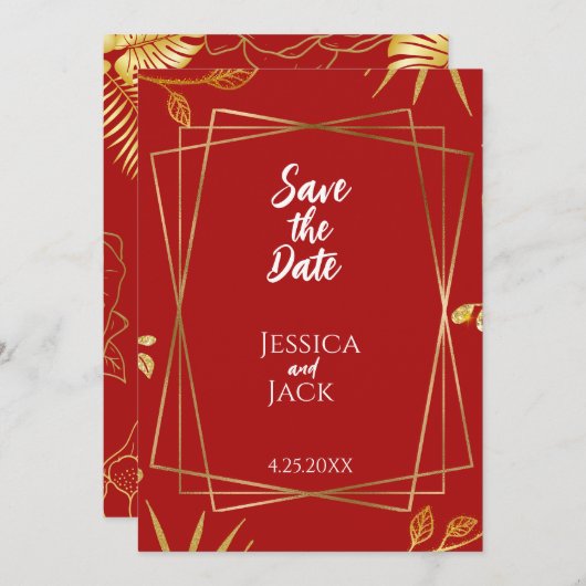 Perfect Red Save the Date Wedding Invitation Kaart (Voorkant / Achterkant)