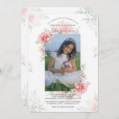 Perfect Roze Aquarel Foto Uitnodiging (Voorkant / Achterkant)
