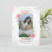 Perfect Roze Aquarel Foto Uitnodiging (Staand voorkant)