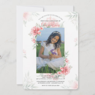 Perfect Roze Aquarel Foto Uitnodiging