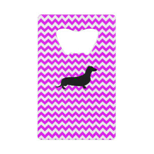 Perfect roze Chevron met Dachshund Creditkaart Flessenopener