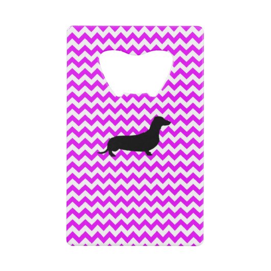 Perfect roze Chevron met Dachshund Creditkaart Flessenopener (Voorkant)
