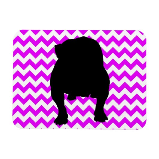 Perfect roze Chevron met Engelse Bulldog Shadow Magneet (Horizontaal)