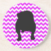 Perfect roze Chevron met Engelse Bulldog Shadow Zandsteen Onderzetter (Voorkant)