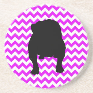 Perfect roze Chevron met Engelse Bulldog Shadow Zandsteen Onderzetter