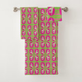 Perfect roze en groen bad handdoek (Insitu)