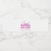 Perfect roze, glam glitter, zoet 16 waterfles etiket (Enkel label)