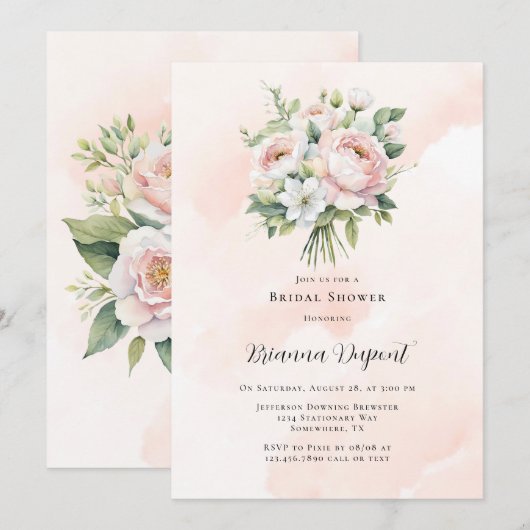 Perfect roze Paint Peony Vrijgezellenfeest Kaart (Voorkant / Achterkant)