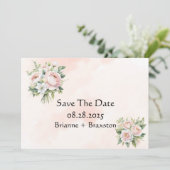 Perfect roze pioenbloem bloemenbewaar de datumkaar kaart (Staand voorkant)