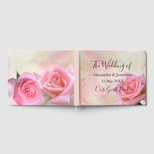 Perfect roze Roses Wedding Guest Book Gastenboek (Volledig)