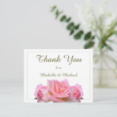 Perfect Roze Rozen Bruiloft Bedankkaart (Staand voorkant)