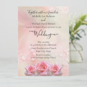 Perfect Roze Rozen Trouw Uitnodiging (Staand voorkant)