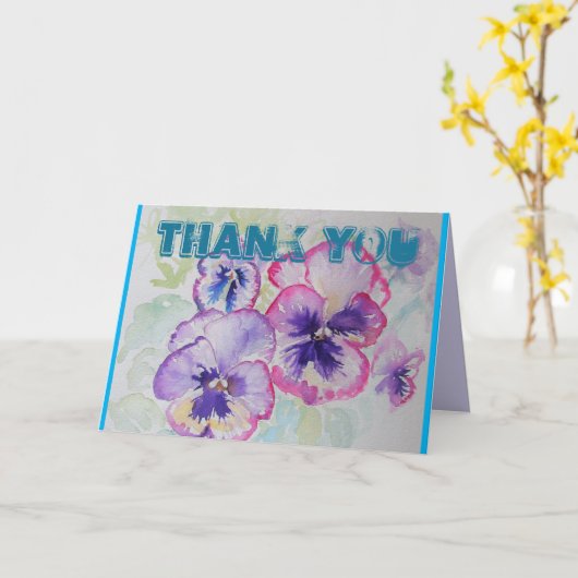 Perfect Roze Viooltjes Aquarel Bedankkaart Kaart (Gele Bloem)