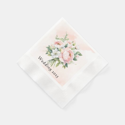 Perfect roze Waterverf Pioen Bloemenbruiloft Servet (Hoek)