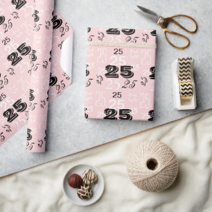 Perfect roze zwart wit nummers gepersonaliseerd cadeaupapier