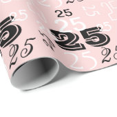 Perfect roze zwart wit nummers gepersonaliseerd cadeaupapier (Rol Hoek)