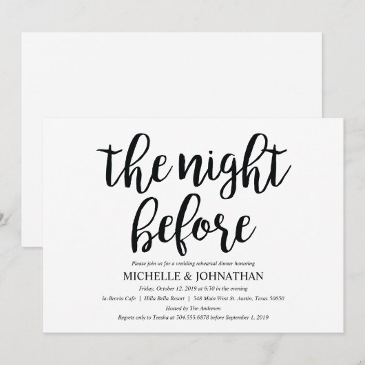 Perfect rustieke bruiloft repetitie diner uitnodig kaart (Voorkant / Achterkant)