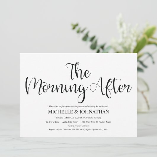 Perfect rustieke post bruiloft brunch uitnodiginge kaart (Staand voorkant)