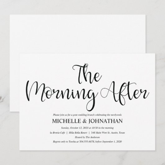 Perfect rustieke post bruiloft brunch uitnodiginge kaart (Voorkant / Achterkant)