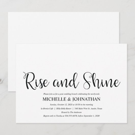 Perfect rustieke post bruiloft brunch uitnodiginge kaart (Voorkant / Achterkant)