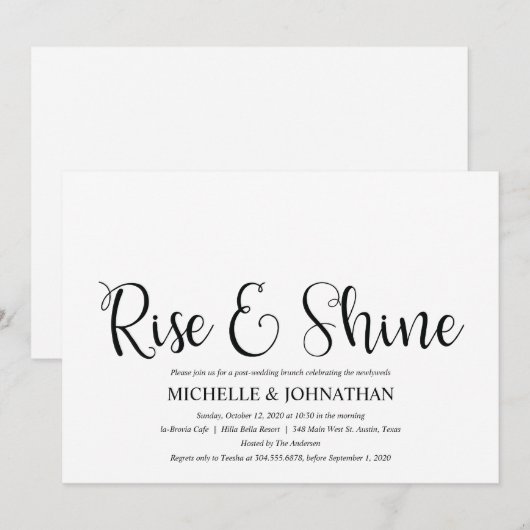 Perfect rustieke post bruiloft brunch uitnodiginge kaart (Voorkant / Achterkant)