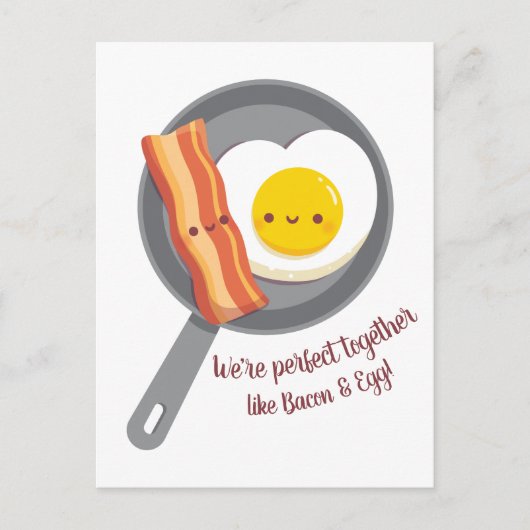 Perfect Samen Als Bacon en Ei Liefde Briefkaart (Voorkant)