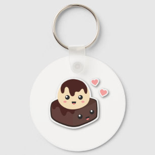 Perfect Samen Vanille Ijs en Brownie Sleutelhanger